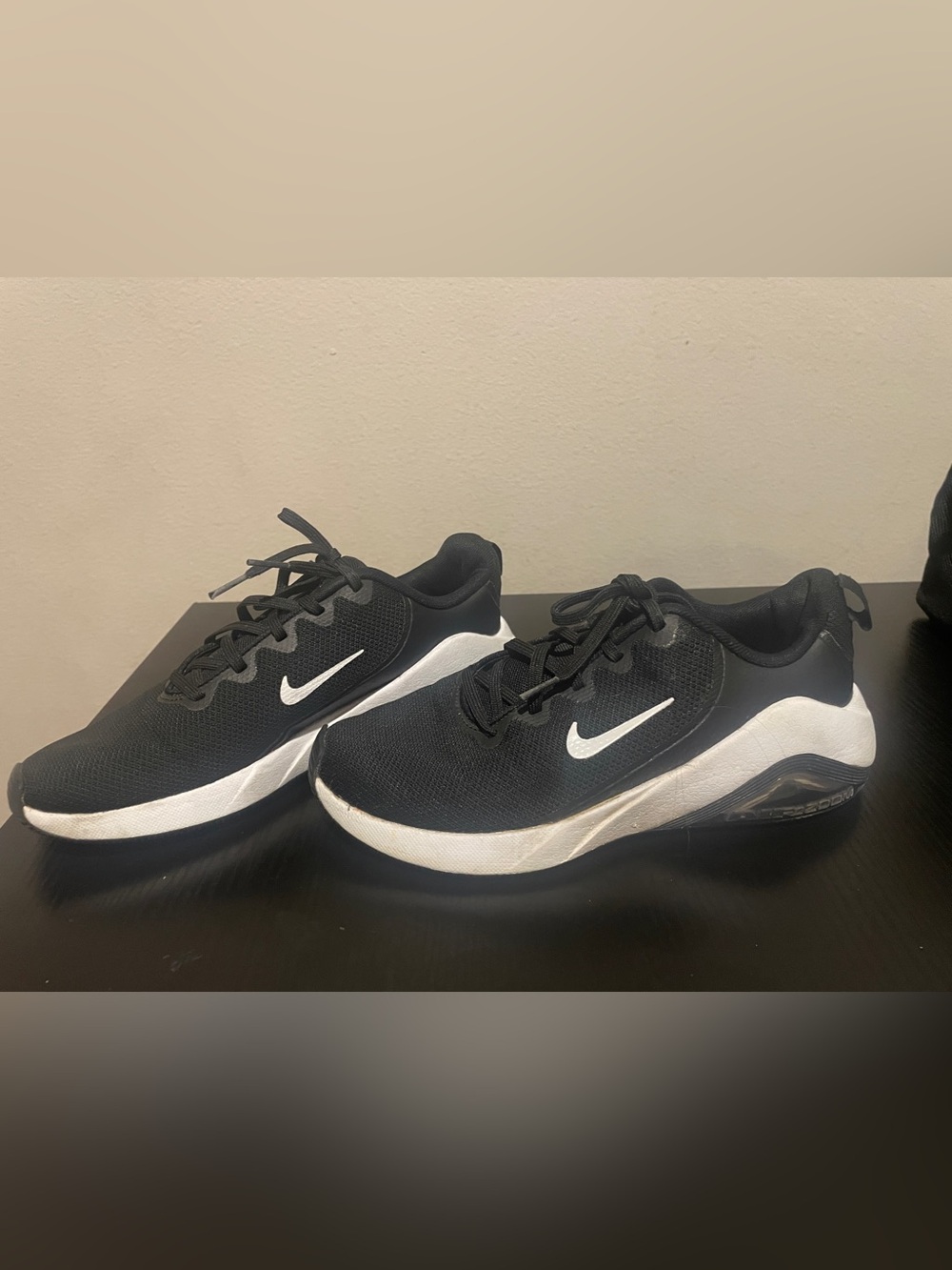 Nike Black and White Running Sneakers with White Swoosh